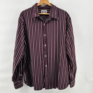 Converse One Star Shirt Mens 2XL Striped Burgundy Y2K Skate Button Up Streetwear